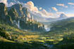 illustrate beautiful flat landscape illustration art