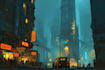 create a stunning sci fi city concept art and cyberpunk landscape