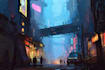 create futuristic cyberpunk city art and sci fi environments