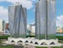 rebuild high rise apartment, building concept 3d render, waterfront property cgi