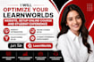 optimize your learnworlds website, setup online course and student experience