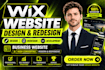 do wix website redesign, wix website design, wix business website development