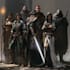 draw your dnd party in a dramatic fantasy scene