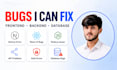 fix bugs and errors in your nextjs react nodejs web app
