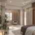 design a modern bedroom interior with realistic 3d rendering