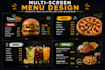 design a professional restaurant TV screen menu
