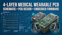 design 4 layer medical wearable pcb, schematic and embedded firmware