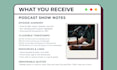 create SEO optimized podcast show notes and timestamps