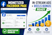 deliver a fully facebook content monetization setup page