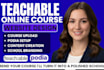 setup teachable school, teachable course upload, teachable, podia website design