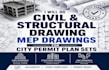do civil and structural drawing, mep drawings for city permit plan sets