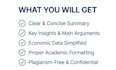 summarize research papers and economic articles