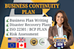 write business continuity plan, disaster recovery, bcp, iso 22301