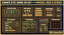 design retro pixel art game UI, hud, health bars, and menu frames