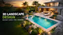 design 3d landscape, backyard, garden, swimming pool and 3d rendering