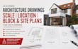 create architecture drawing scale location block and site plans for UK planning