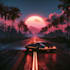 create 80s retro, synthwave cover art