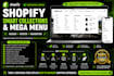 setup and fix shopify smart collections, mega menu, customize header and footer