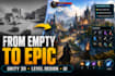 create unity 3d game environments, level design and game UI