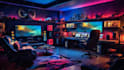 design a realistic 3d gaming room and gaming setup