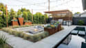 garden modern creative backyard, landscape design, rendering,