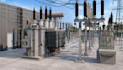 create a 3d electrical substation model and rendering
