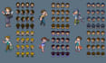 create pixel art character, sprite sheet, pixel animation, pfp, overworld sprite