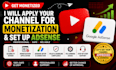 apply your channel for youtube monetization and adsense