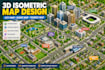 design 3d isometric map, city map venue, hotel, location maps wayfinding map