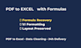 convert PDF to excel with formulas and 1 to 1 layout