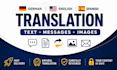 translate english german texts and images