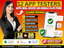 provide mobile app testing, website testing, and user testing with 12 testers