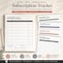 create a printable and editable  with excel digital subscription tracker