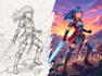 draw a anime sketch with color