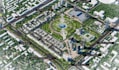 develop 3d landscape masterplan,urban planning,city layout,aerial view rendering