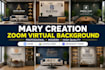 design custom zoom virtual background, office mockup, logo, google meet