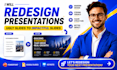 redesign powerpoint, company profile, canva presentation and PPT slides