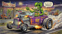 create illustration cartoon car rat fink style