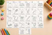 design kids coloring book and activity pages