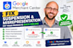fix google merchant centre suspension and merchant centre misrepresentation
