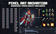 create pixel art animation spritesheet pixel art character background game asset