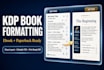 do book formatting, kdp book publishing, paper back, kindle ebook formatting