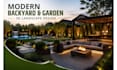 create modern 3d backyard and garden landscape design with realistic rendering