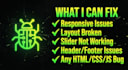 fix any html css bug and javascript errors