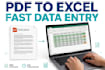 do data entry pdf to excel and handwriting notes typing