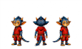 cute creature character turnaround, pose expression sheets