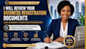 review business registration documents and company formation paperwork