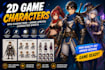 design 2d game characters, rpg characters, anime sprites and character sheets