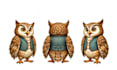 illustrate an owl character expression sheet for childrens books