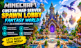 build custom minecraft map server spawn lobby fantasy world as minecraft builder